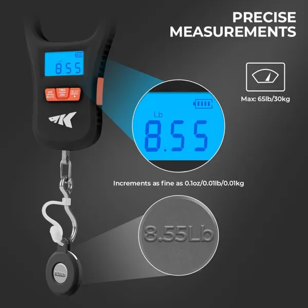 imageKastKing Fish Scale with Lip Gripper ToughTide USB Charging Fishing Scale Builtin Measuring Tape 65lb Capacity UltraThin Digital Fish Scale LCD Display Ergonomic Handle Fishing AccessoriesScale  Lip GripperBlack