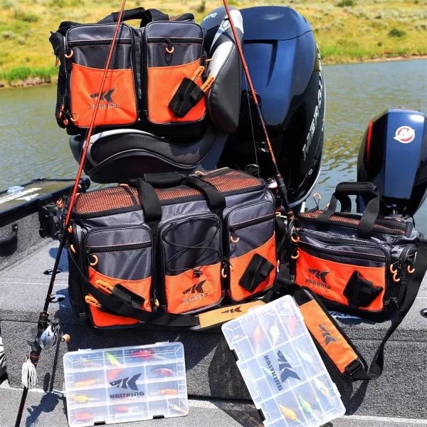 imageKastKing Fishing Gear ampamp Tackle Bags  Saltwater Resistant Fishing Bags  Fishing Tackle Storage BagsA1 MediumHossWithout Trays  15x11x1025Orange