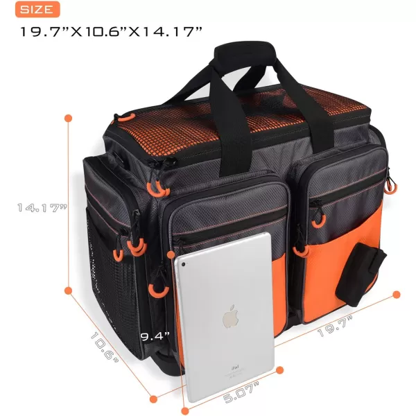 imageKastKing Fishing Gear ampamp Tackle Bags  Saltwater Resistant Fishing Bags  Fishing Tackle Storage BagsB1 LargeLunker Without Trays  197x13x106Orange