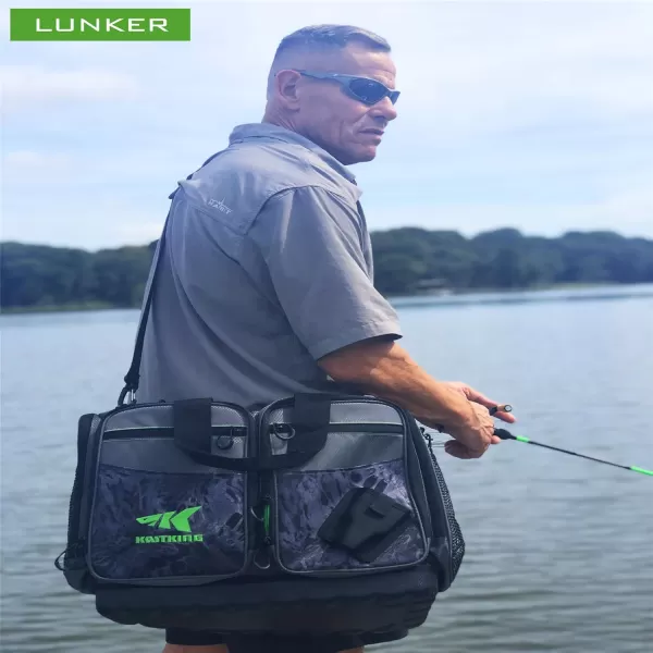 imageKastKing Fishing Gear ampamp Tackle Bags  Saltwater Resistant Fishing Bags  Fishing Tackle Storage BagsB2 LargeLunkerWithout Trays  197x13x106Blackout