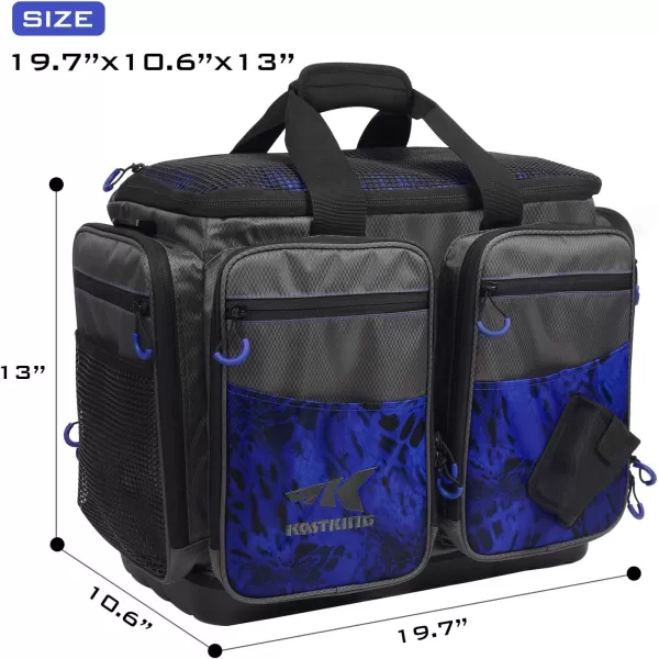 imageKastKing Fishing Gear ampamp Tackle Bags  Saltwater Resistant Fishing Bags  Fishing Tackle Storage BagsB3 LargeLunkerWithout Trays  197x13x106Blue Patriot