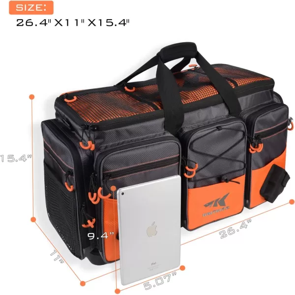 imageKastKing Fishing Gear ampamp Tackle Bags  Saltwater Resistant Fishing Bags  Fishing Tackle Storage BagsC Extralarge Hawg Without Trays  264x11x154Orange