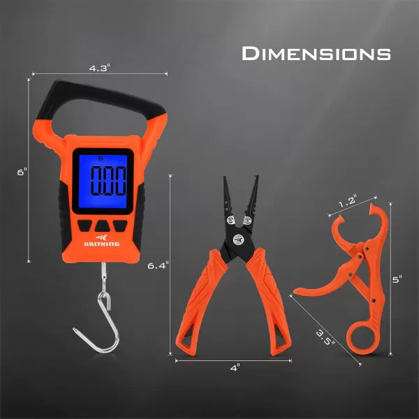 imageKastKing Fishing Pliers Fish Lip Gripper or Fish Scale Combo Saltwater Resistant Fishing Tools Fishing Gear with Rubber Handle Lanyard Line Cutter Hook Remover with Sheath Ice Fishing Gift MenNSplit Ring Plier  Scale ComboOrange