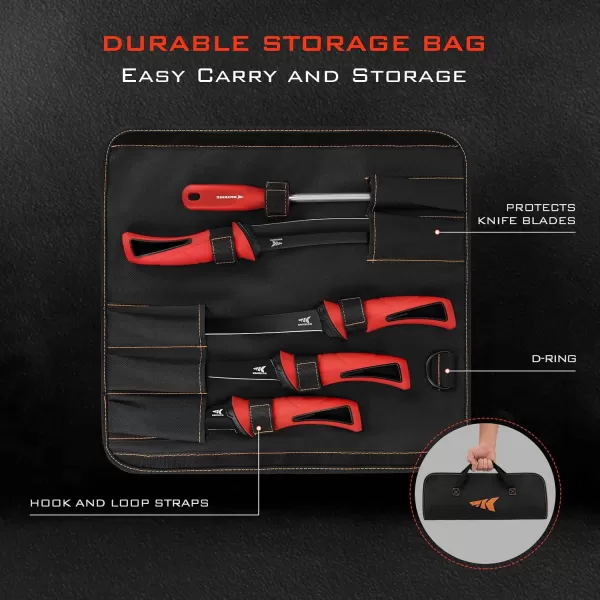 imageKastKing Intimidator Bait Knife and Filet Knives UltraSharp G4116 German StainlessSteel Blades Fresh or Saltwater NonSlip Handle Durable Storage Bag and Honing RodE Combo Kit