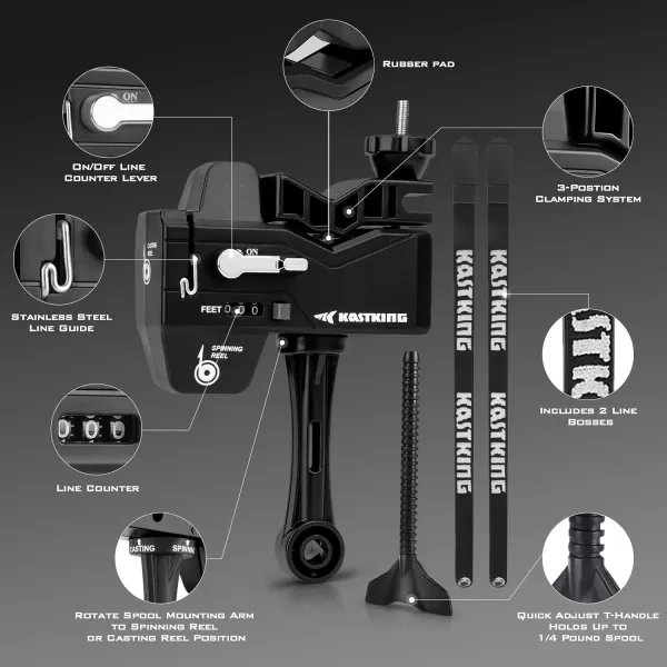 imageKastKing Kalibrate Fishing Line Spooler ampamp 5 Braid Scissors  WLine Counter Patented Accessories Portable Compact for Spinning ampamp Casting Reels  No Line Twist Fishing Gears Gifts for MenPatented Line Spooler  Scissor  Black