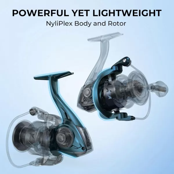 imageKastKing MegaJaws Spinning Fishing Reel  Up to 395LBS Max Drag Lightweight Yet Powerful NyliPlex 621521 Gear Ratio 101 Stainless BB for Saltwater or Freshwater Aerodynamic Reel Rotor5000  521