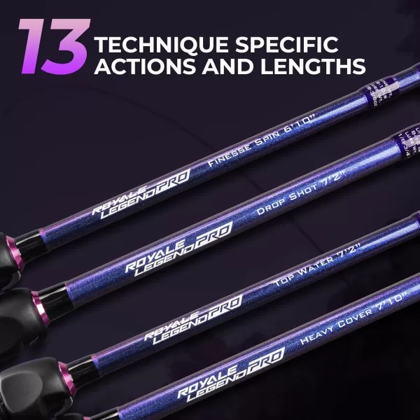 imageKastKing Royale Legend Pro Technique Bass Fishing Rods KastFlex IM7 Graphite Blanks Fuji FazLite Guides SlipLock Technology Handles PTS Power Transition System Custom Foregrip and Hook KeeperCast JigWorm72 M Fast2 Pcs