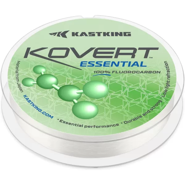 imageKastKing Kovert Essential 100 Fluorocarbon Fishing line Leader Material High Clarity Sensitive Low Visibility and Stretch Highly Abrasion Resistant Fast Sinking 2550200yard spools17LB