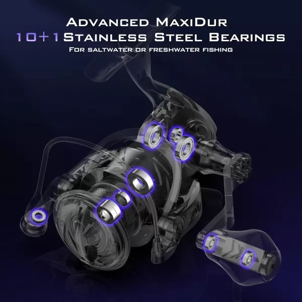 imageKastKing MegaJaws Elite Spinning Reels  62 1 Gear Ratio Bass Fishing Reel Ultra Lightweight ampamp Powerful 176Lbs Max Drag OnePiece UniFrame Aluminum Body ampamp Carbon Rotor DigiCut Aluminum GearSize 2000  621  68 Oz