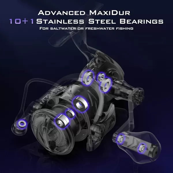 imageKastKing MegaJaws Elite Spinning Reels  62 1 Gear Ratio Bass Fishing Reel Ultra Lightweight ampamp Powerful 176Lbs Max Drag OnePiece UniFrame Aluminum Body ampamp Carbon Rotor DigiCut Aluminum GearSize 2500  Shallow Spool