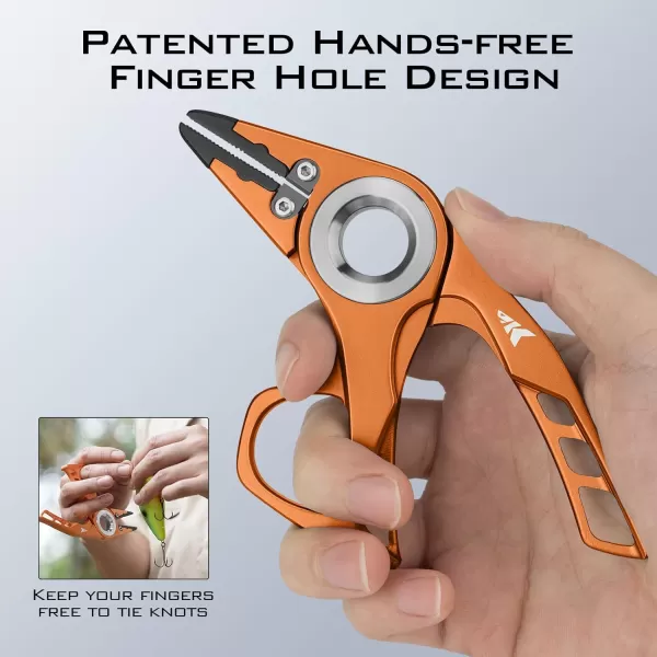 imageKastKing Micro Gila Fishing Pliers Integrated Finger Hole Aircraft Grade Aluminum Fishing Tools Saltwater Resistant Fishing Gear Tungsten Carbide Cutters CharcoalBurt Orange