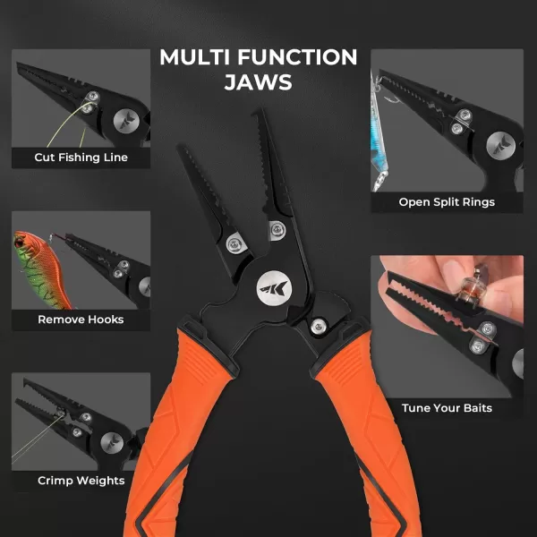 imageKastKing Paradox Fishing Tools Set Stainless Steel 9quot Bait Shears 75quot Angled Nose Pliers ampamp 9quot Fillet Knife with NonSlip Grips and Protective Sheaths9 Shears  75 Pliers