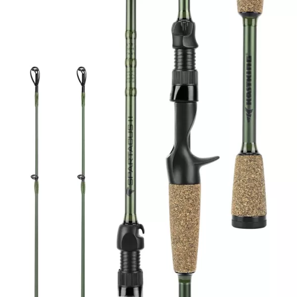 imageKastKing Spartacus II Fishing Rods  IM6 Graphite Blanks Casting ampamp Spinning Rods 2Piece Rods with Extra Tip Section PTS Power Transition System KastFlex Technology Rubber Cork HandleC Cast71 Mh Fast 2 Pcs Extra Tip