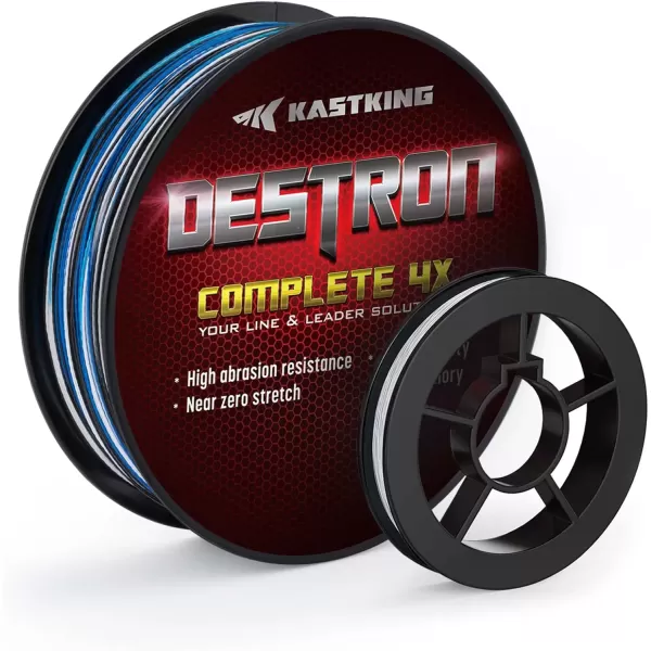 imageKastKing Destron Complete Braided Fishing Line and Leader Thin Diameter Superline Highly Abrasion Resistant Near Zero Stretch Perfectly Matched Braided Line ampamp LeaderX4Blue Camo