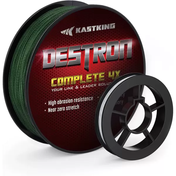 imageKastKing Destron Complete Braided Fishing Line and Leader Thin Diameter Superline Highly Abrasion Resistant Near Zero Stretch Perfectly Matched Braided Line ampamp LeaderX4Moss Green