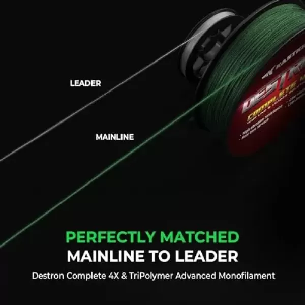 imageKastKing Destron Complete Braided Fishing Line and Leader Thin Diameter Superline Highly Abrasion Resistant Near Zero Stretch Perfectly Matched Braided Line ampamp LeaderX4Moss Green