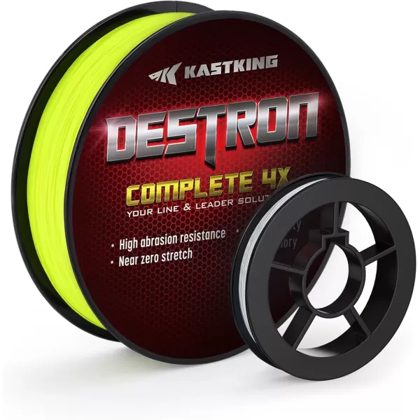 imageKastKing Destron Complete Braided Fishing Line and Leader Thin Diameter Superline Highly Abrasion Resistant Near Zero Stretch Perfectly Matched Braided Line ampamp LeaderX4Chartreuse