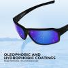 imageKastKing Chippewa Polarized Fishing Sunglasses UV400 Protection Full Wrap Frame Sports Cycling Sunglasses 10mm TAC LensesCmatte Blacksmok Frame  Smokecobalt Mirror