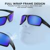 imageKastKing Chippewa Polarized Fishing Sunglasses UV400 Protection Full Wrap Frame Sports Cycling Sunglasses 10mm TAC LensesCmatte Blacksmok Frame  Smokecobalt Mirror