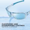 imageKastKing Chippewa Polarized Fishing Sunglasses UV400 Protection Full Wrap Frame Sports Cycling Sunglasses 10mm TAC LensesDgloss Tal Light Blue Frame  Smokeice Blue Mirror