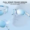 imageKastKing Chippewa Polarized Fishing Sunglasses UV400 Protection Full Wrap Frame Sports Cycling Sunglasses 10mm TAC LensesDgloss Tal Light Blue Frame  Smokeice Blue Mirror