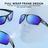imageKastKing Chippewa Polarized Fishing Sunglasses UV400 Protection Full Wrap Frame Sports Cycling Sunglasses 10mm TAC LensesEgloss Tal Light Graysilver Frame  Smokeblue Ocean Mirror
