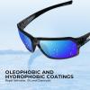 imageKastKing Chippewa Polarized Fishing Sunglasses UV400 Protection Full Wrap Frame Sports Cycling Sunglasses 10mm TAC LensesEgloss Tal Light Graysilver Frame  Smokeblue Ocean Mirror