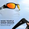 imageKastKing Raccoon Polarized Sport Sunglasses for Men and Women Wide Temple Wrap Ideal for Driving Fishing Cycling RunningFrame Gloss Blackcopper Lens Copper