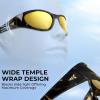 imageKastKing Raccoon Polarized Sport Sunglasses for Men and Women Wide Temple Wrap Ideal for Driving Fishing Cycling RunningFrame Gloss Demi Lens Brown