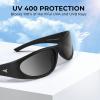 imageKastKing Raccoon Polarized Sport Sunglasses for Men and Women Wide Temple Wrap Ideal for Driving Fishing Cycling RunningFrame Matt Black Lens Smoke