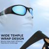 imageKastKing Raccoon Polarized Sport Sunglasses for Men and Women Wide Temple Wrap Ideal for Driving Fishing Cycling RunningFrame Matt Black Lens Smoke Ice Blue Mirror