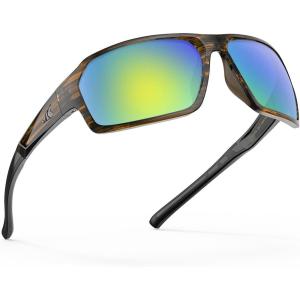 imageKastKing Chippewa Polarized Fishing Sunglasses UV400 Protection Full Wrap Frame Sports Cycling Sunglasses 10mm TAC LensesGgloss Tal Brownsilver Frame  Brownchartruesse Mirror