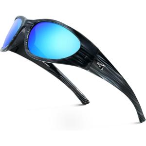 imageKastKing Raccoon Polarized Sport Sunglasses for Men and Women Wide Temple Wrap Ideal for Driving Fishing Cycling RunningFrame Gloss Tal Light Gray Lens Smoke