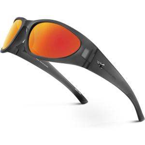 imageKastKing Raccoon Polarized Sport Sunglasses for Men and Women Wide Temple Wrap Ideal for Driving Fishing Cycling RunningFrame Matte Smoke Crystal Lens Copper