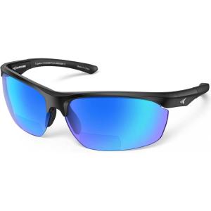 imageKastKing Tugaloo Bifocal Polarized Fishing Sunglasses Bifocal x15 x20 x25 MagnificationsUV Protection Reader SunglassesMatte Black Frame  Smokecobalt Mirror