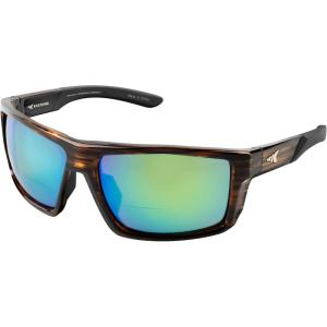 imageKastKing Waccamaw Polarized Bifocal Sunglasses x15 x20 x25 Magnifications Wrap Around Sport Reader Sunglasses for MenGloss Tal Brown Frame  Browngreen Mirror