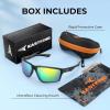 imageKastKing Osage Polarized Sport Sunglasses for Men and Women Ideal for Driving Fishing Cycling Running UV ProtectionFrame Black Lens Brown  Green Mirror