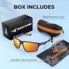 imageKastKing Osage Polarized Sport Sunglasses for Men and Women Ideal for Driving Fishing Cycling Running UV ProtectionFrame Blue Lens Copper  Orange Mirror