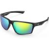 imageKastKing Osage Polarized Sport Sunglasses for Men and Women Ideal for Driving Fishing Cycling Running UV ProtectionFrame Black Lens Brown  Green Mirror