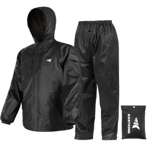 imageKastKing AquaLite Waterproof Rain Suit for Men and Women Loose Fit Lightweight Durable Rain GearBlack