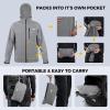 imageKastKing HydroArmor Lightweight Rain Jacket 25Layer Waterproof Fishing Hiking Rain Suit for Men Packable Rain GearGrey