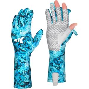 imageKastKing La Sal Pro Full Finger Fishing Gloves UPF 50 Sun Protection Gloves with Convertible Design Ultralight Microfiber UltraSoft Comfort FrostWeave Cooling Enhanced Grip Four Sizes OptionsBoulder Camo Sea Foam