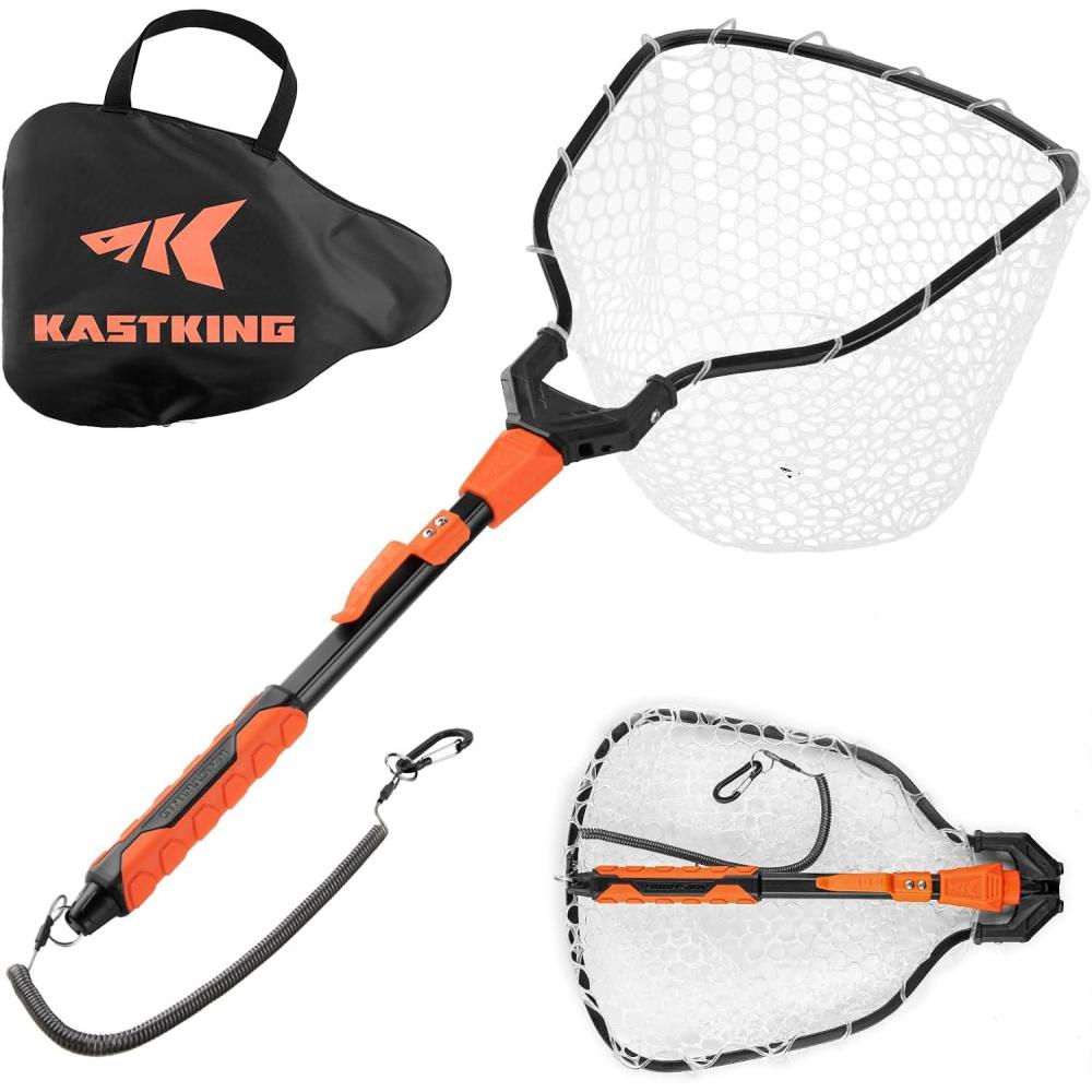 KastKing Titanet Fishing Landing Net - Foldable Aluminum Handle With Storage Bag For Kayak & Wade Fishing