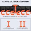 imageKastKing V10 Pivot Grip Fishing Rod HolderAdjustable SpaceSaving WallMounted Rod Holder 10 PolymerCoated Steel Hooks Expandable Storage System Holds 10 Rod ampamp Reel Combos 1 PackA Orange1 Pack