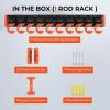 imageKastKing V10 Pivot Grip Fishing Rod HolderAdjustable SpaceSaving WallMounted Rod Holder 10 PolymerCoated Steel Hooks Expandable Storage System Holds 10 Rod ampamp Reel Combos 1 PackA Orange1 Pack