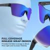 imageKastKing Tarkio Polarized Fishing Sunglasses Large Single PC Lenses Rimless Wrap Design UV400 Protection Sports SunglassesBmatte Black Frame  Smokecobalt Mirror