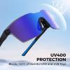 imageKastKing Tarkio Polarized Fishing Sunglasses Large Single PC Lenses Rimless Wrap Design UV400 Protection Sports SunglassesBmatte Black Frame  Smokecobalt Mirror