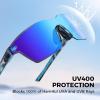 imageKastKing Tarkio Polarized Fishing Sunglasses Large Single PC Lenses Rimless Wrap Design UV400 Protection Sports SunglassesCgloss Navy Blue Demi Frame  Smokeice Blue Mirrior