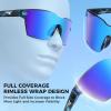 imageKastKing Tarkio Polarized Fishing Sunglasses Large Single PC Lenses Rimless Wrap Design UV400 Protection Sports SunglassesCgloss Navy Blue Demi Frame  Smokeice Blue Mirrior