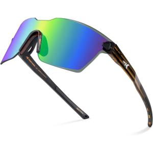 imageKastKing Tarkio Polarized Fishing Sunglasses Large Single PC Lenses Rimless Wrap Design UV400 Protection Sports SunglassesDgloss Tal Brownsilver Frame  Brownchartreuse Mirror